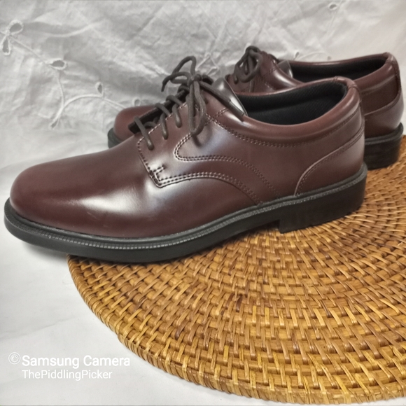 Deer Stags Supro Sock 10.5 M Brown Leather Times Plain Toe Oxford Lace Up Shoe - Picture 11 of 13